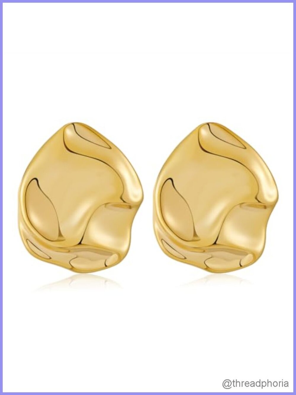 Hammered Brass Stud Earrings Geometric Wave Statement Earrings